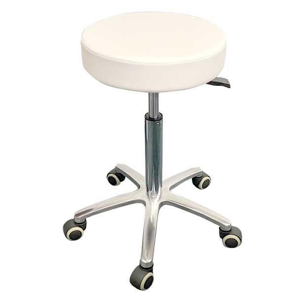 Beautician Stool Cream Seat - Chrome Legs